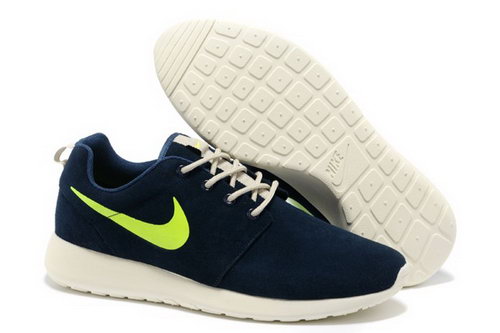 Online Nike Roshe Mens Running Shoes Wool Skin Hot Sale Blue White Factory